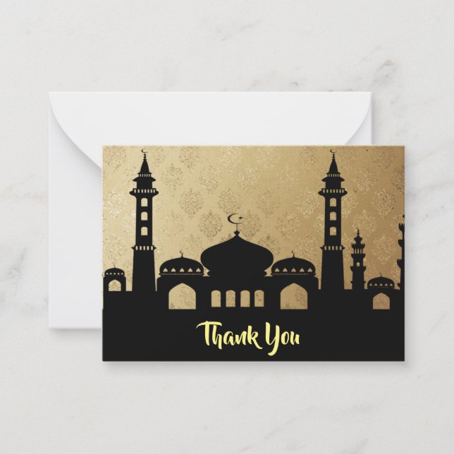 Correspondance La Silhouette De La Mosquée Carte de remerciements (Devant)