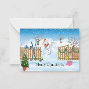Correspondance Le Snowman Derrière La Clôture Carte De Noël