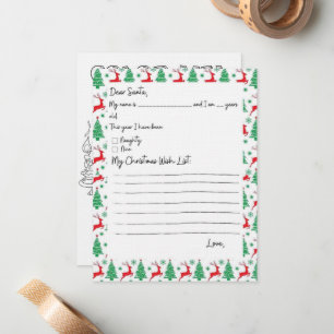 Correspondance Liste de souhaits enfant à la carte de couleur Pèr