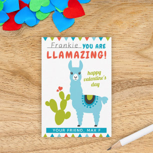Correspondance Llamazing Lama Bleu Carte de la Saint-Valentin pou