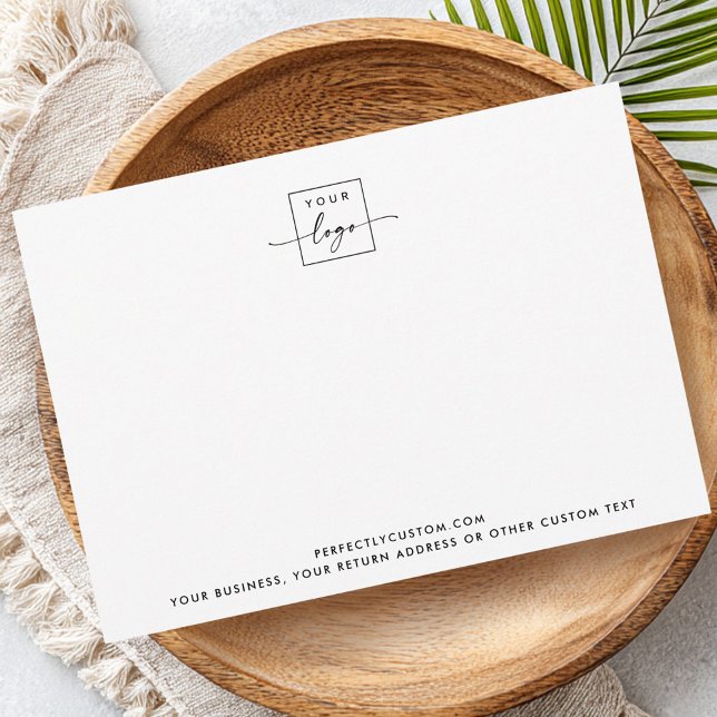 Correspondance Logo personnalisé texte moderne blanc carte de vis (Custom logo text modern white business note card)