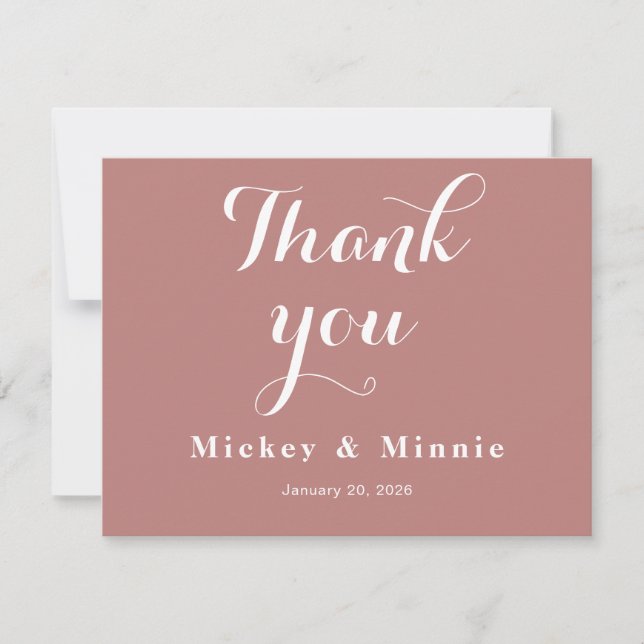 Correspondance Luxe Rose Gold Mariage Merci Carte de note (Devant)