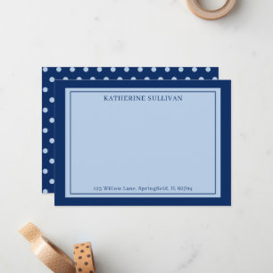 Correspondance Marine Blue Pois Nom Adresse Carte de note plate