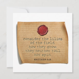 Correspondance MATTHIEU 6:28 - Carte de vœux personnalisée
