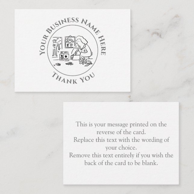 Correspondance Médecine de remplacement - Carte de note Merci (Devant / Derrière)