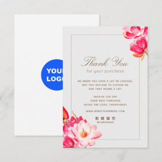 Correspondance Merci floral pour votre carte de billet d'achat