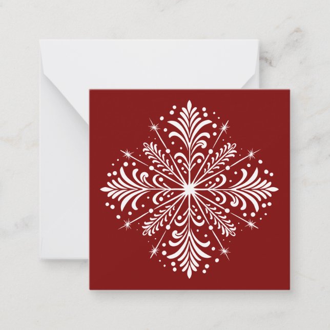 Correspondance Mini carte de Noël Red and White Snowflake (Devant)