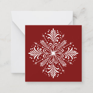 Correspondance Mini carte de Noël Red and White Snowflake