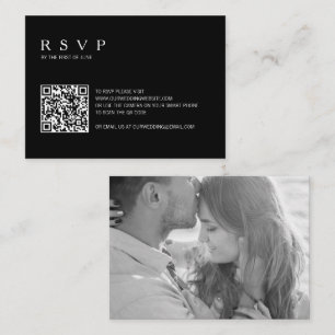 Correspondance Mini carte RSVP Mariage de code QR photo noir