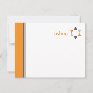 Correspondance Moderne Star Bar Mitzvah Carte de remerciements