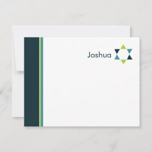 Correspondance Moderne Star Bar Mitzvah Carte de remerciements