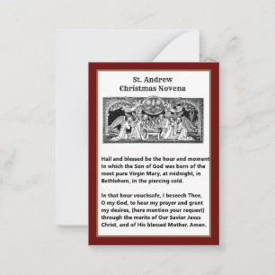 Correspondance Noël Nativité St. Andrew Novena Carte de prière