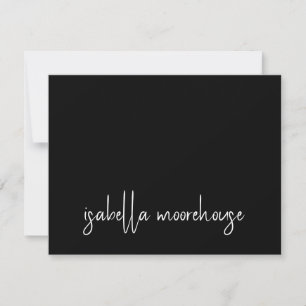 Correspondance Nom de script moderne Carte Noir Flat Note