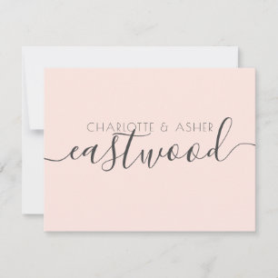 Correspondance Nom marié Blush rose Mariage Monogramme Carte de n