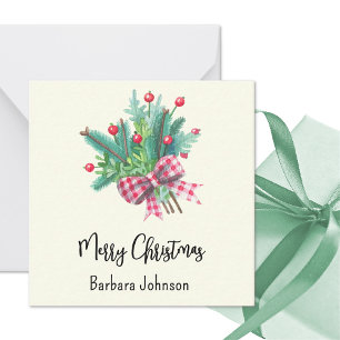 Correspondance Nom, Mini 2,5 pouces carte de Noël plate en ivoire