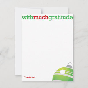Correspondance Ornement de Noël avec beaucoup de gratitude carte 