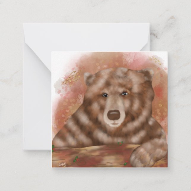Correspondance Ours aquarelle avec or Faux | Carte de note (Devant)