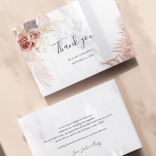 Correspondance Pampas Grass Terracotta Mariage Carte de remerciem