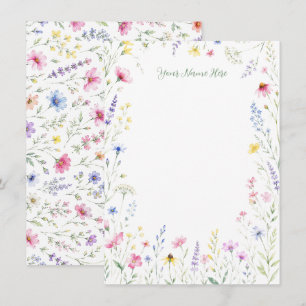 Correspondance Papeterie de carte de vœux à fleurs sauvages aquar