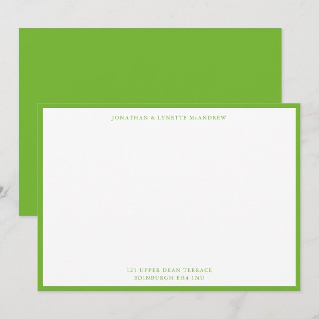 Correspondance Pear Green Classic Bordure Carte de note plate (Devant / Derrière)
