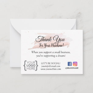 CORRESPONDANCE PETITE CARTE DE COMMANDE DE MERCI D'AFFAIRES BLUSH