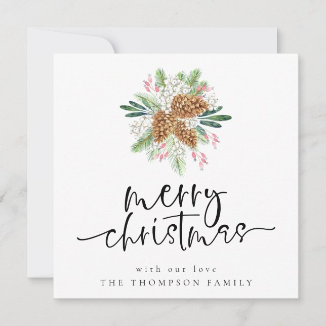 Correspondance Pine Cone Joyeux Noël Carte de vacances (Devant)