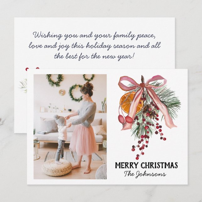 Correspondance Pine Orange Photo - Carte de Noël (Devant / Derrière)