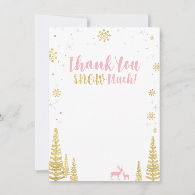 Correspondance Pink & Gold Winter Matching Merci carte de note (Devant)