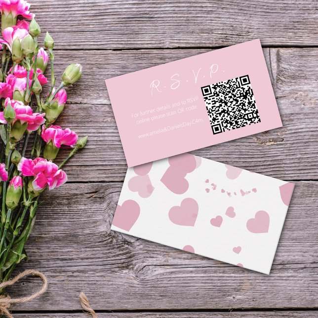 Correspondance Pink Love Heart Online Carte de note RSVP (Créateur téléchargé)