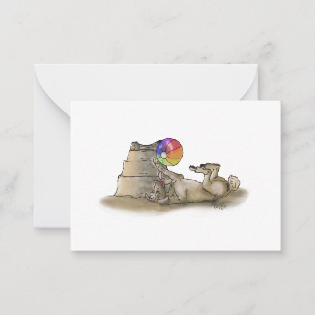 Correspondance Poodé avec Beach Ball et Sand Castle Carte de note (Devant)