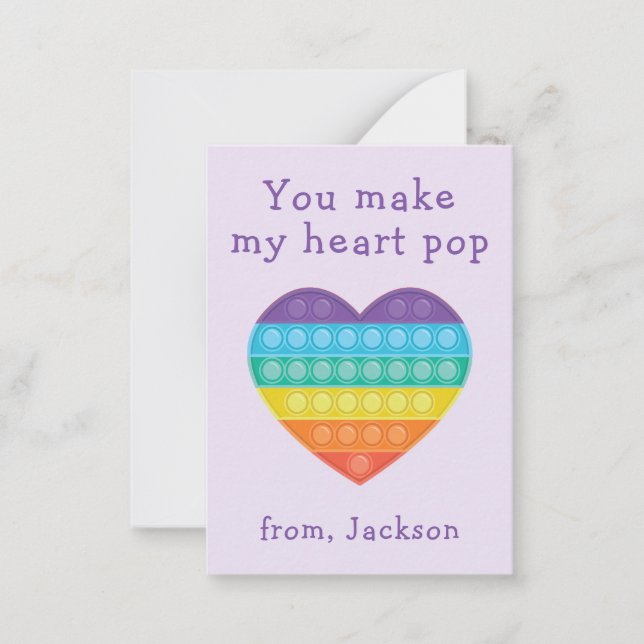 Correspondance Pop fidget classe valentine lavendar carte de note (Devant)