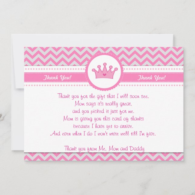 Correspondance Princesse Carte de remerciements rose argent (Devant)
