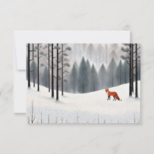Correspondance Renard moderne en forêt d'hiver Carte de Noël