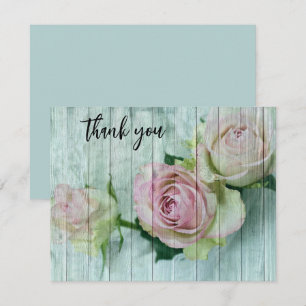 Correspondance Roses roses pâles, Shabby Chic, Carte de remerciem
