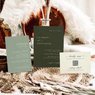 Correspondance RSVP ivoire minimaliste avec carte de code QR