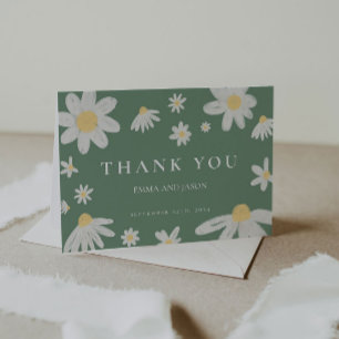 Correspondance Sage Green Daisy Carte de remerciements