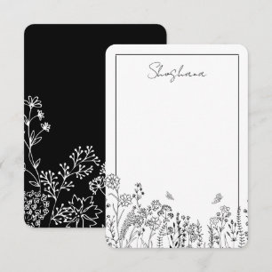 Correspondance Script élégant Carte de remerciements croquis flor