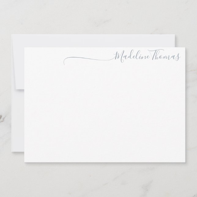 Correspondance Script moderne Pale Blue Calligraphie carte de nom (Devant)