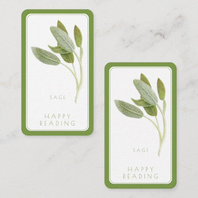 Correspondance SIGNET DE SAGE FRAIS - Carte 3.5x2 + Texte / Vert (Devant / Derrière)