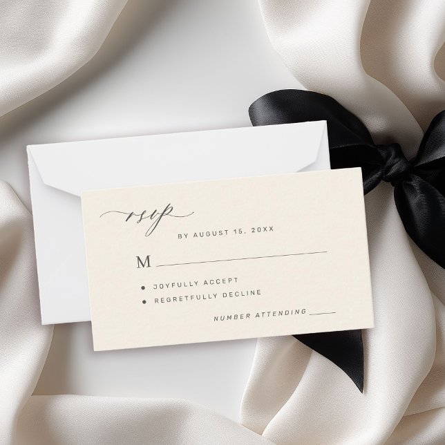 Correspondance Simple carte de réponse RSVP de mariage noir et iv (Créateur téléchargé)