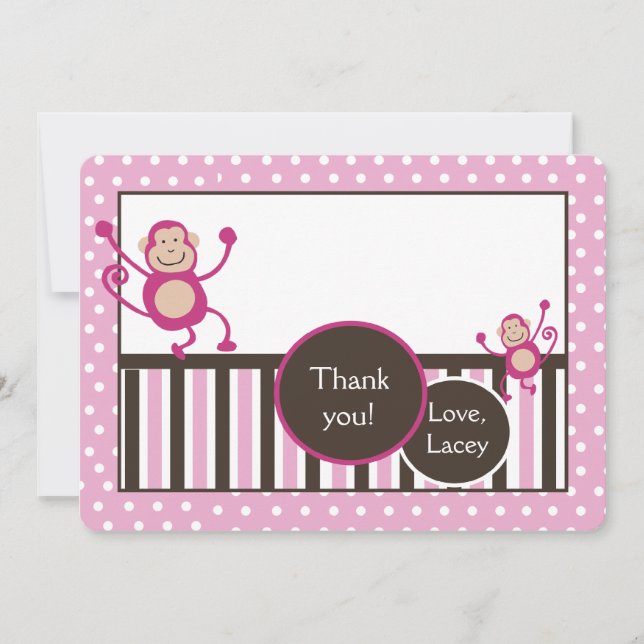 Correspondance Singe rose Anniversaire Merci carte de note (Devant)