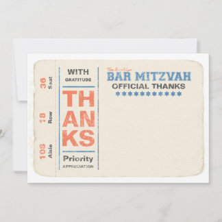 Correspondance Sports Star Bar Mitzvah Carte de remerciements Blu
