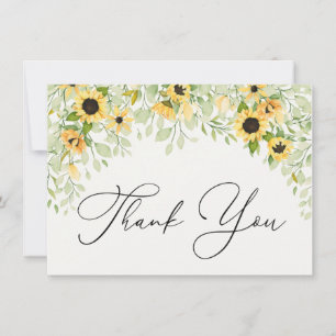 Correspondance Sunflower et verdure Carte de note Merci