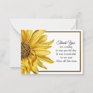 Correspondance Sunflower Gold Frame Carte de remerciements