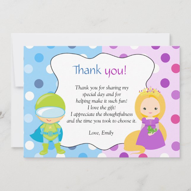 Correspondance Superhero Princess Merci Carte de note (Devant)