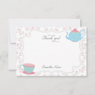 Correspondance Tea Party Carte de remerciements (Rose)