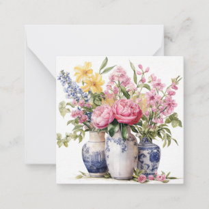 Correspondance Trio de bouquets de fleurs Vases Delft Carte à not
