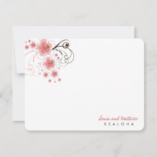 Correspondance Tropical rose Hibiscus Mariage Merci Carte de note