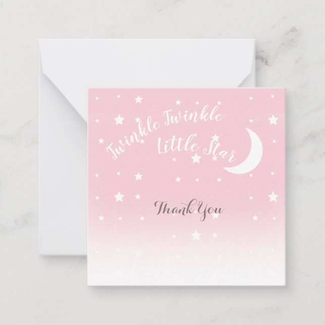 Correspondance Twinkle petite étoile rose merci carte de note (Devant)