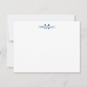 Correspondance Typographie Monogramme moderne Carte de note bleue